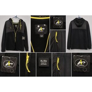 Athletech Men's XL Black Full Zip Hoodie Jacket Neon Yellow Trim Athletic...